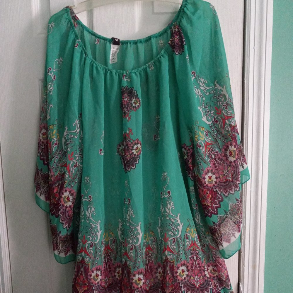 r. rouge   teal   woman blouse size 2xl/2eg